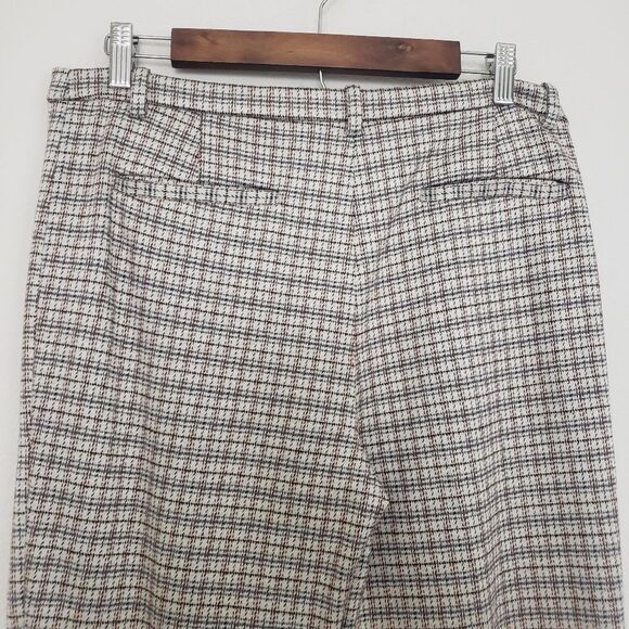 Theory Slim Fit Plaid Pants 10 Beige Business Office Casual Preppy Academia Work - Picture 7 of 9